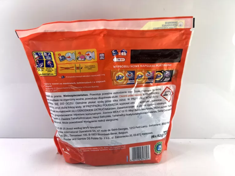 KAPSUŁKI DO PRANIA KOLORÓW VIZIR ALL IN 1 KOLOR OPAKOWANIE XL 40 SZT