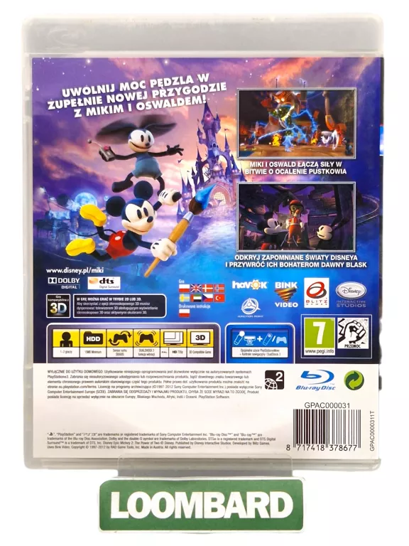 GRA PS3 EPIC MICKEY 2 THE POWER OF TWO SIŁA DWÓCH DUBBING PL