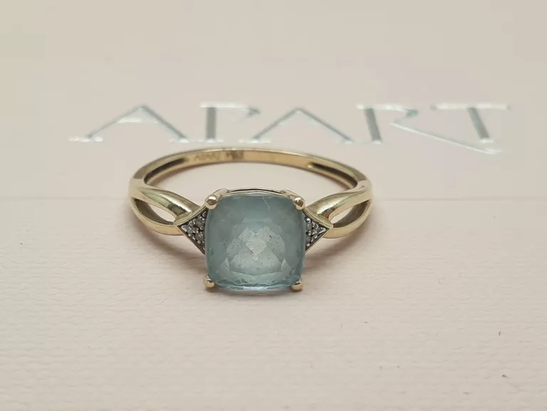 ZŁOTY PIERŚCIONEK APART Z TOPAZEM I DIAMENTAMI PR. 375 1,71G 1,75CT