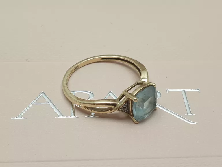 ZŁOTY PIERŚCIONEK APART Z TOPAZEM I DIAMENTAMI PR. 375 1,71G 1,75CT