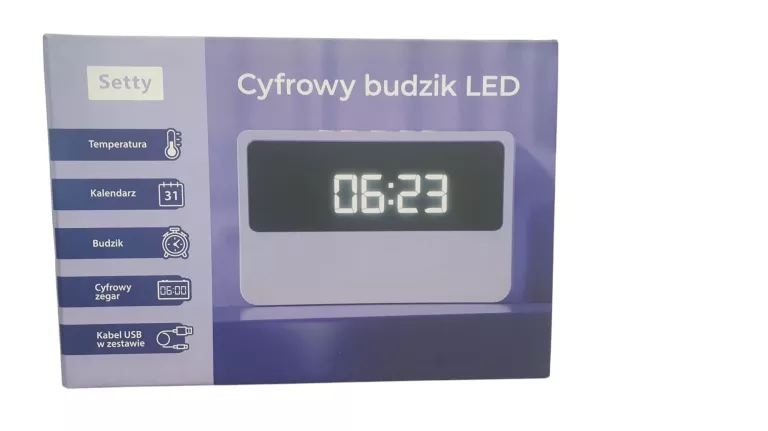 SETTY CYFROWY BUDZIK LED FIOLETOWY