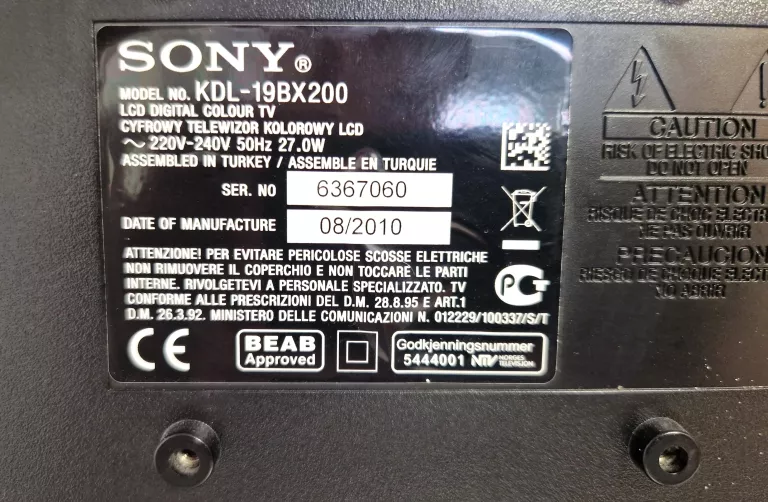 TELEWIZOR SONY BRAVIA KDL 19BX200