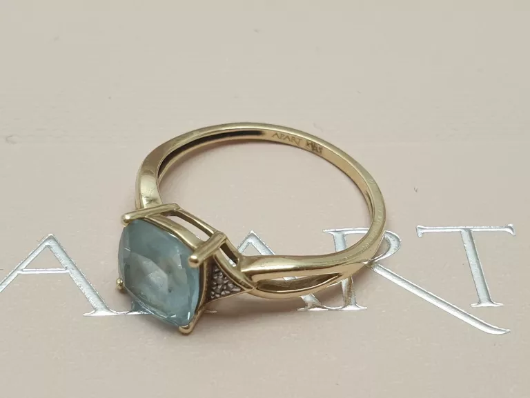 ZŁOTY PIERŚCIONEK APART Z TOPAZEM I DIAMENTAMI PR. 375 1,71G 1,75CT