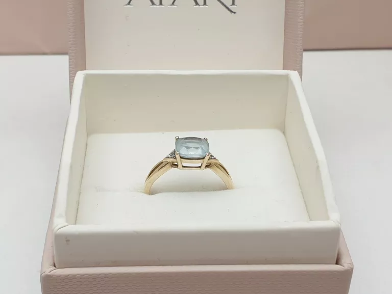 ZŁOTY PIERŚCIONEK APART Z TOPAZEM I DIAMENTAMI PR. 375 1,71G 1,75CT