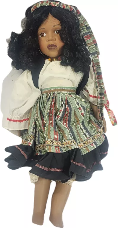 PORCELANOWA LALKA CIEMNOSKÓRA KOLEKCJONERSKA FIGURKA