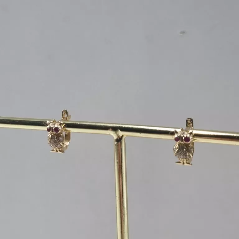 UROCZE ZŁOTE KOLCZYKI SOWY 1,24G 585