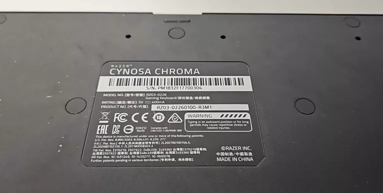 KLAWIATURA RAZER CYNOSA CHROMA RZ03-0226/PUDEŁKO
