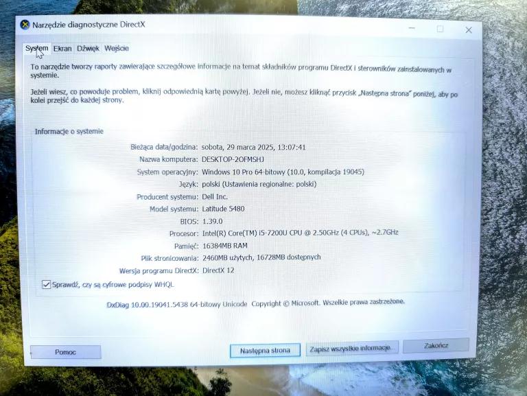 LAPTOP DELL LATIDUDE 5480 I5-7200U 16GB RAM + ZASILACZ
