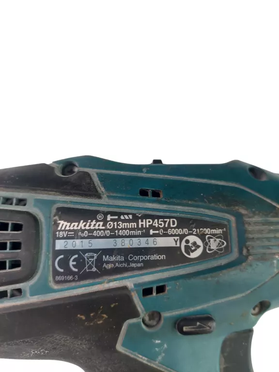 WIERTARKO-WKRĘTARKA MAKITA HP457D 2X AKU, ŁAD, WALIZKA