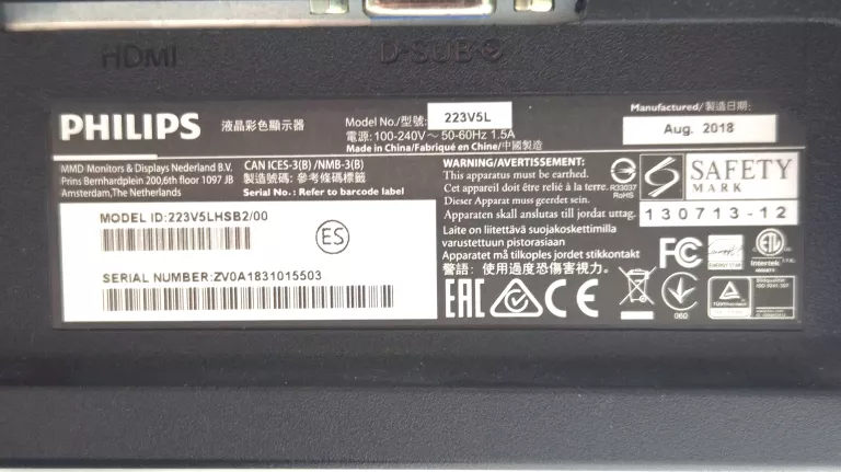 MONITOR LED PHILIPS 223V5L PUD