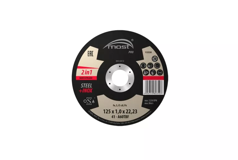 TARCZA ŚCIERNICA ULTRACIENKA MOST PRO DO STALI 41 125X1,0X22,23MM 15330