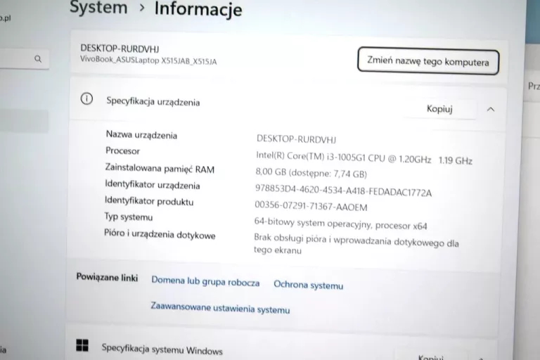 LAPTOP ASUS X515J 8/256GB INTEL I3 OKAZJA ZAPRASZAMY