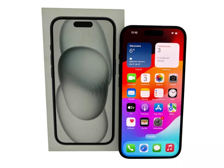 TELEFON APPLE IPHONE 15 5G A3090 128GB 6.1" 100% BAT 76 CYKLI - NA CZĘŚCI!
