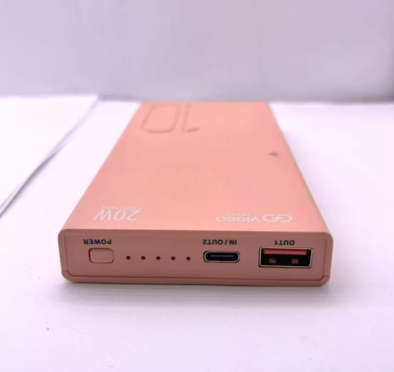 POWERBANK GO VIGGO PBJ10P20 RÓŻOWY/KABLE ŁADUJĄCE