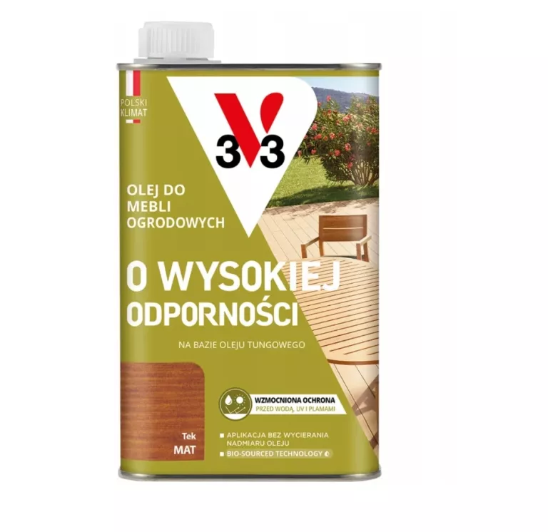 V33 OLEJ DO MEBLI OGRODOWYCH O WYSOKIEJ ODPORNOŚCI TEK 0,5L