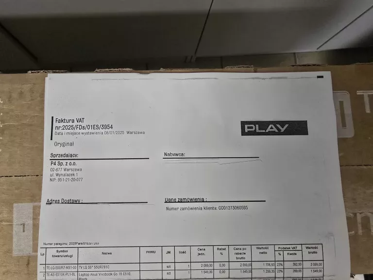 TELEWIZOR LG TV 55UR78 KARTON