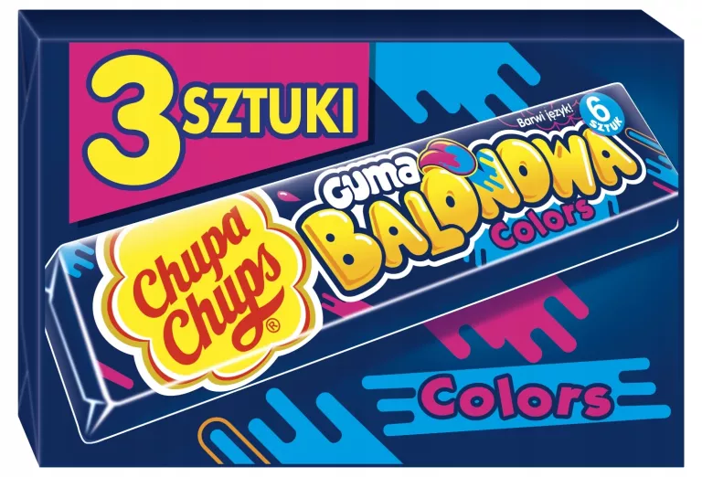 CHUPA CHUPS GUMA BALONOWA COLORS BARWIĄCA JĘZYK 3-PACK