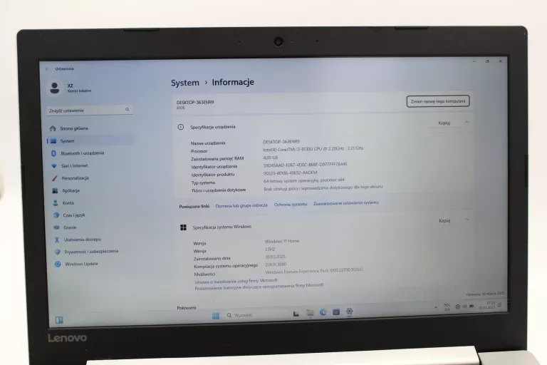 LAPTOP LENOVO IDEAPAD 330-15IKB I3/4GB/1000GB KOMPLET