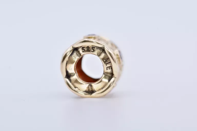 ORYGINALNY CHARMS PANDORA RÓŻOWA FREZJA Z SZAFIRAMI 750803PSA 585 2,91G