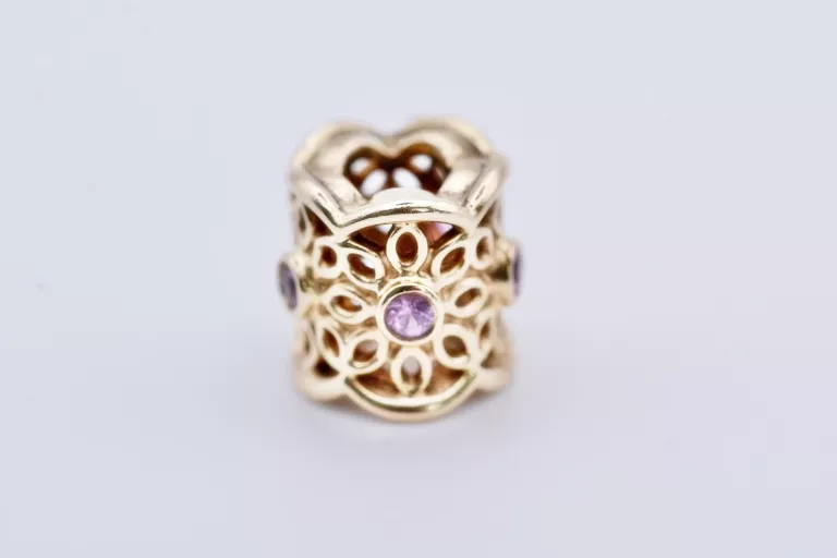ORYGINALNY CHARMS PANDORA RÓŻOWA FREZJA Z SZAFIRAMI 750803PSA 585 2,91G