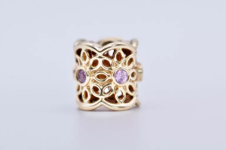 ORYGINALNY CHARMS PANDORA RÓŻOWA FREZJA Z SZAFIRAMI 750803PSA 585 2,91G