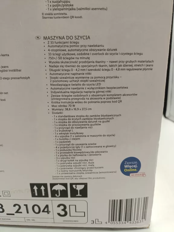 MASZYNA DO SZYCIA SILVERCREST SNM 33 C1 KOMPLET