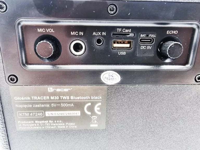 GŁOŚNIK BLUETOOTH TRACER M30 /TWS /30W /RADIO FM (CZARNY)