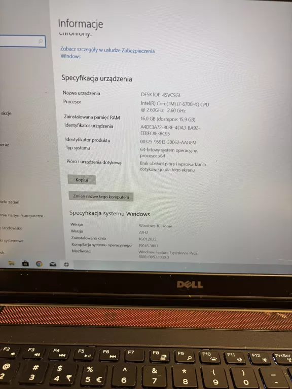 LAPTOP DELL INSPIRON 7559 I7-6700HQ/16GB/256SSD/GTX960 + ZASILACZ