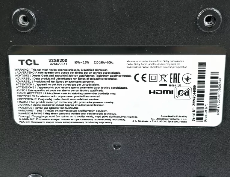 TELEWIZOR TCL 32S6200 LED HD READY ANDROID TV