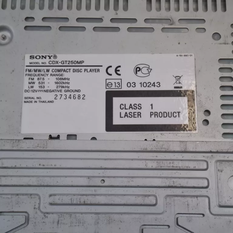 RADIO SONY XPLOD CDX-GT250MP