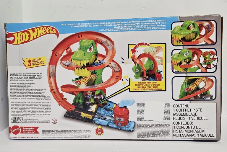 HOT WHEELS CITY ZAKRĘCONY TOR REMIZA T-REXA