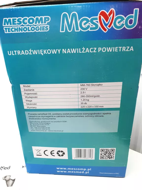ULTRADŹWIĘKOWY NAWILŻACZ POWIETRZA MESMED MM-760 SŁONIĄTKO