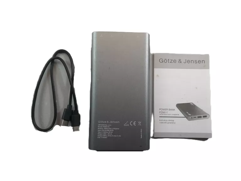 POWERBANK GOTZE & JENSEN SILVERLINE 10000MAH SZARY/PUDEŁKO