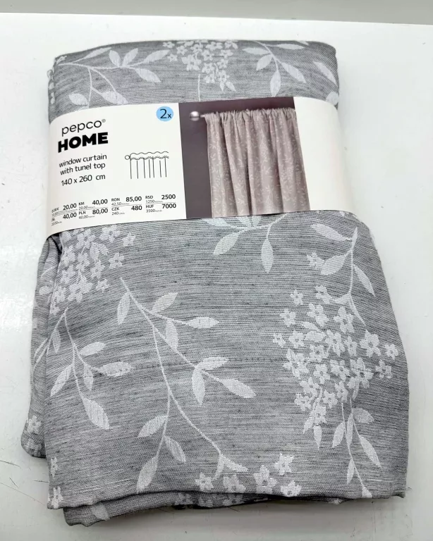 ZASŁONY 2 SZTUKI 140X260CM PEPCO HOME SZARE