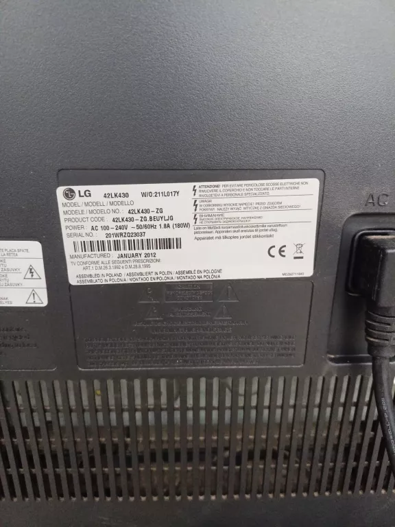 TELEWIZOR LG 42LK430 +PILOT