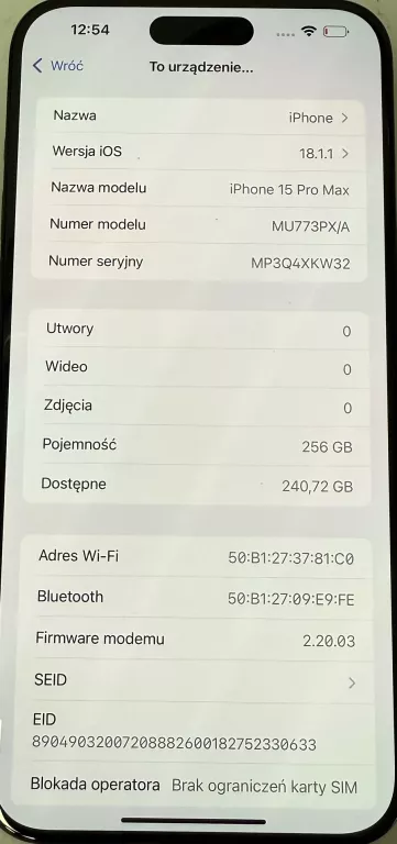 APPLE IPHONE 15 PRO MAX 256GB 100% KONDYCJA BATERII.