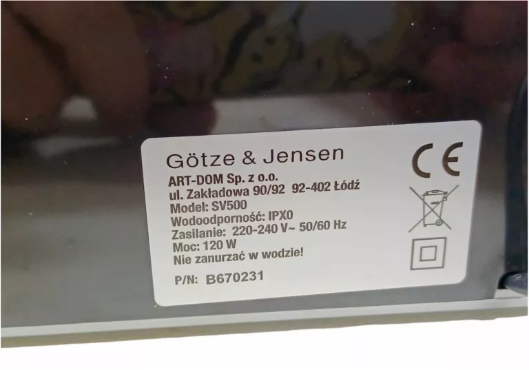 ZGRZEWARKA PRÓŻNIOWA GOTZE&JENSEN SV500