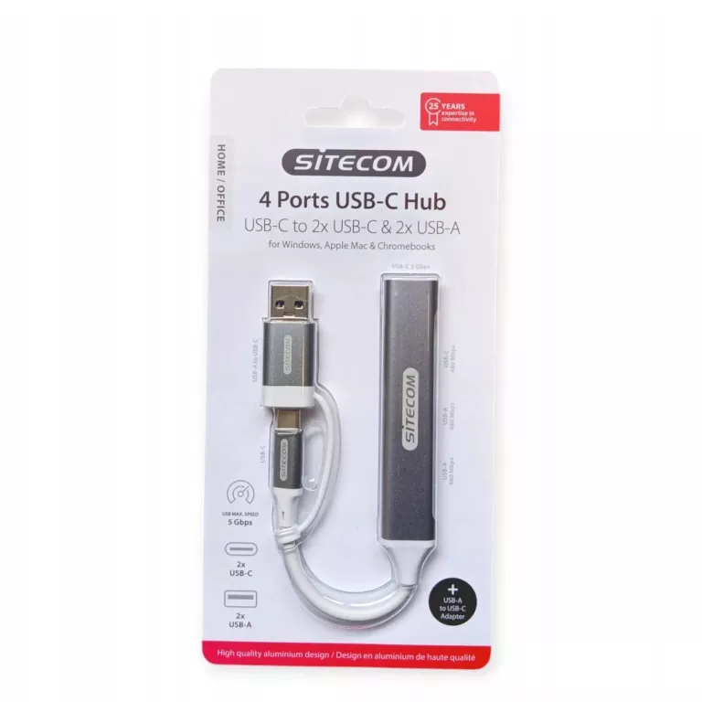 HUB USB-A/USB-C NA 2X USB-A/USB-C SITECOM