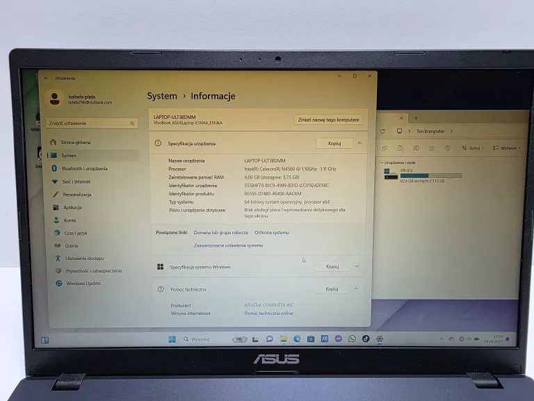 ASUS E510K INTEL N4500 / 4GB / 128GB / VIVOBOOK