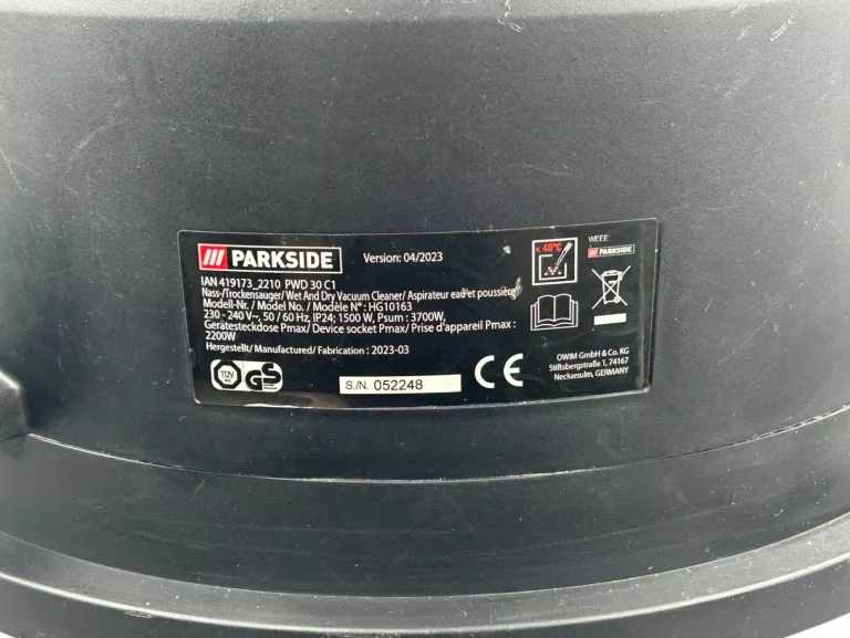 PARKSIDE ODKURZACZ DO PRACY NA MOKRO/SUCHO PWD 30 C1,1500 W