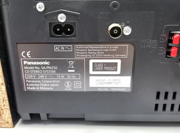 WIEŻA PANASONIC SC-PM250 BLUETOOTH USB FM CD PILOT, OKABLOWANIE