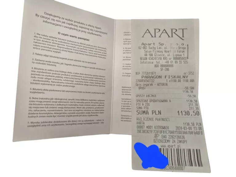 ZEGAREK AZTORIN A082.G382 KOMPLET GWAR APART OD 04.03.2024