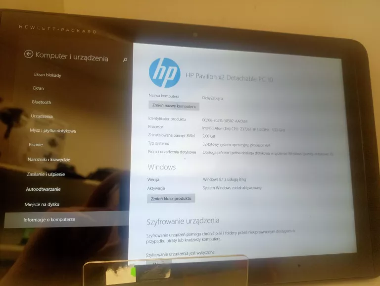 TABLET HP PAVILION X2 10 DOTYK