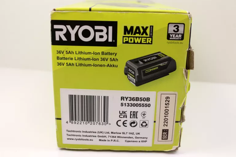 RYOBI AKUMULATOR 36V 5.0AH RY36B50B