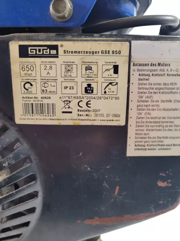 AGREGAT PRĄDOTWÓRCZY GUDE 950
