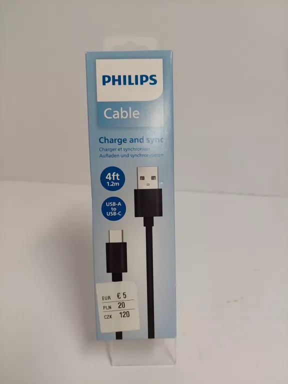 KABEL PHILIPS USB - USB TYP C 1 M CZARNY