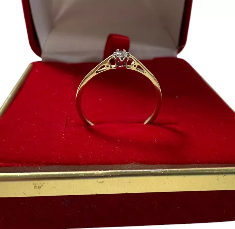 CUDOWNY ZŁOTY PIERŚCIONEK PRÓBY 585 / R. 10 / 0,95G! CERTYFIKAT!