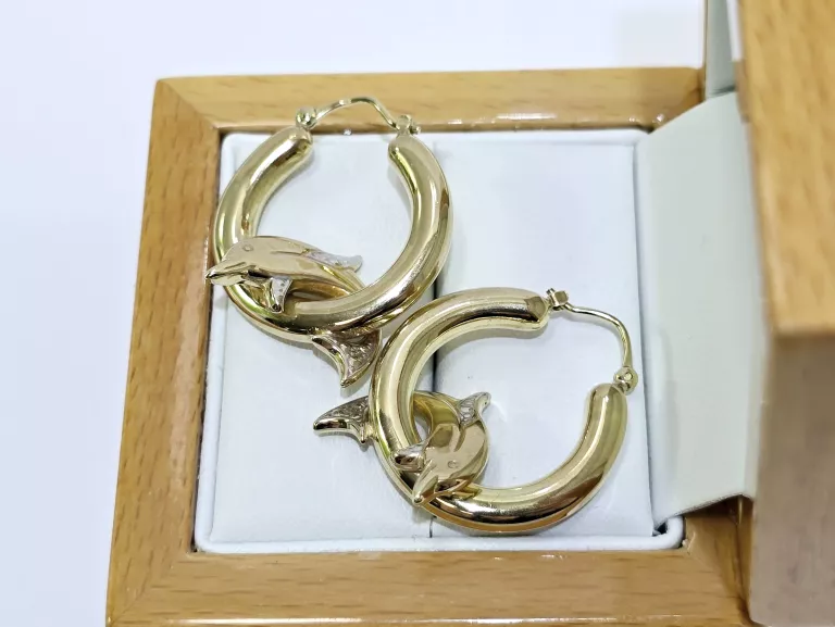 ZŁOTE KOLCZYKI DELFINKI 333 3,42G