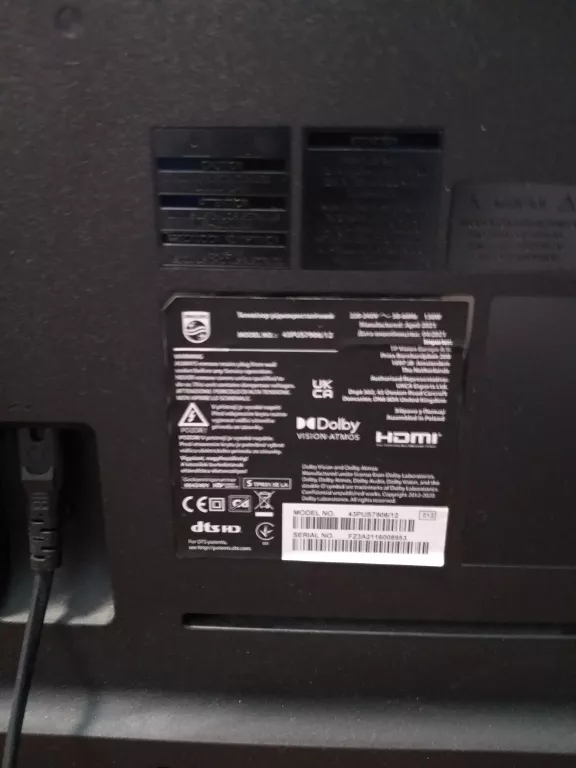 TELEWIZOR LED 4K UHD ANDROID 43PUS8536/12 THE ONE ANDROID #OPIS