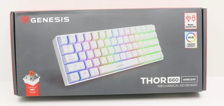 KLAWIATURA MECHANICZNA GENESIS THOR 660 RGB GATERON RED BIAŁA